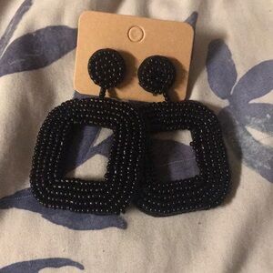Chic Black Beaded Earrings